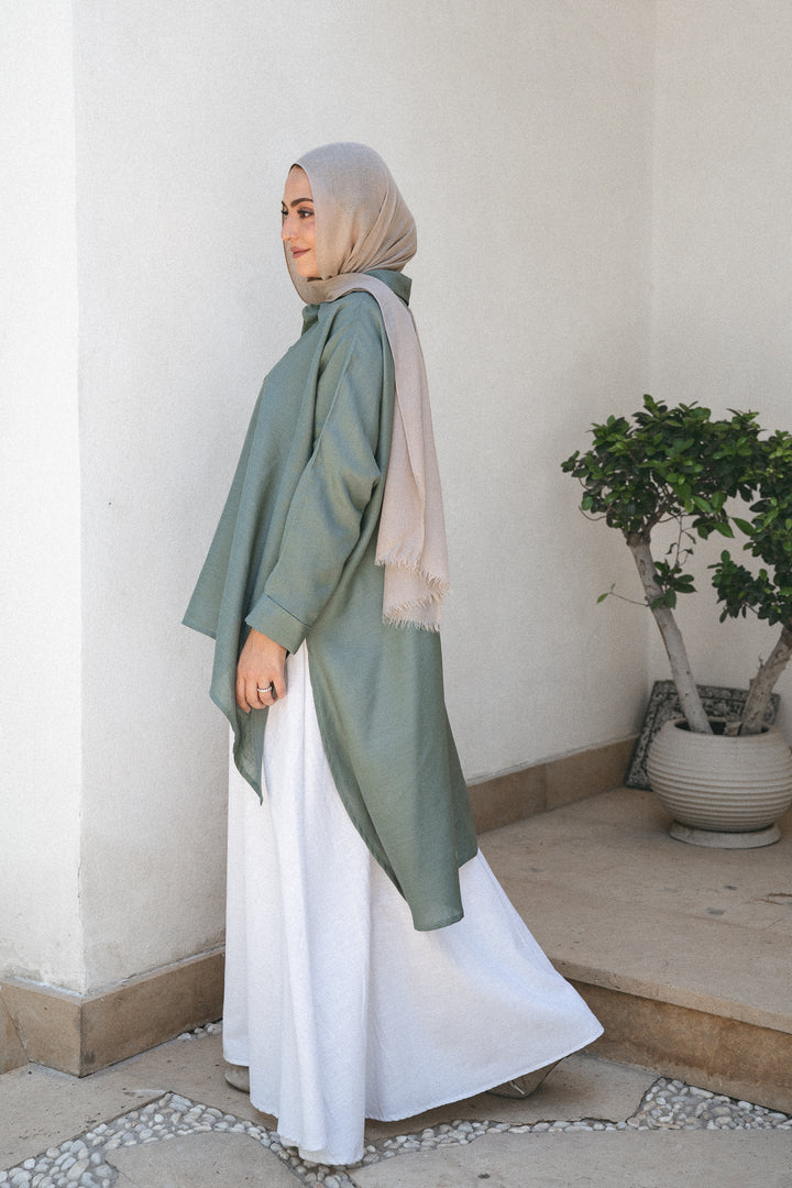 Flowing Linen Asymmetric Shirt c0554