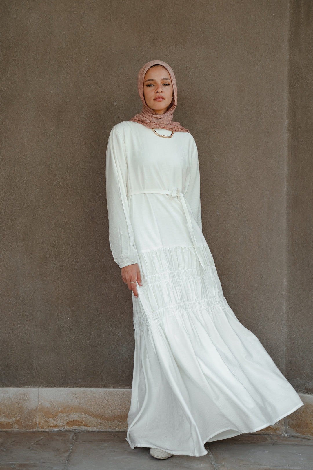 Textured Gathered Maxi Dress C0545