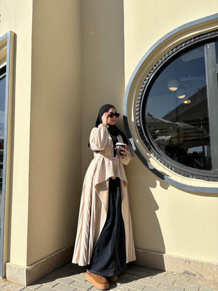 Plissé drapes coat C0326