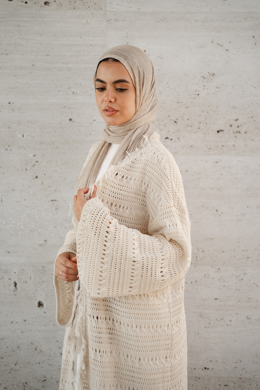Soft Crochet Longline Kimono C0546