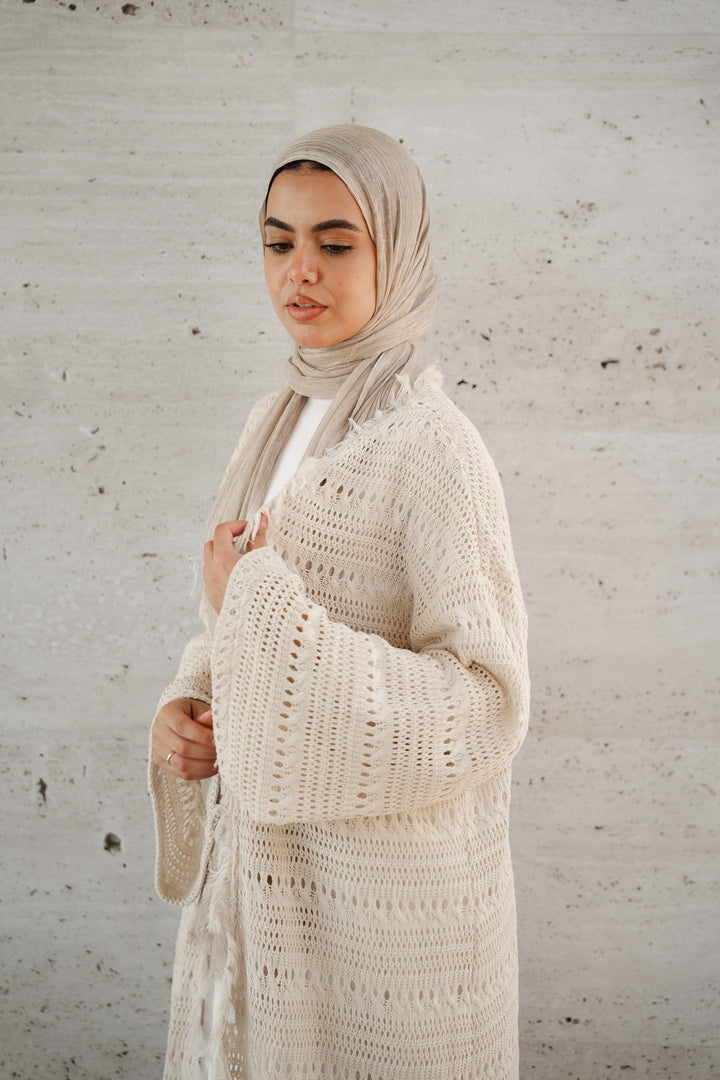 Soft Crochet Longline Kimono C0546