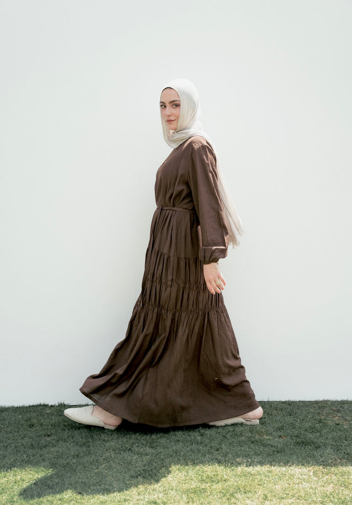 Textured Gathered Maxi Dress C0545