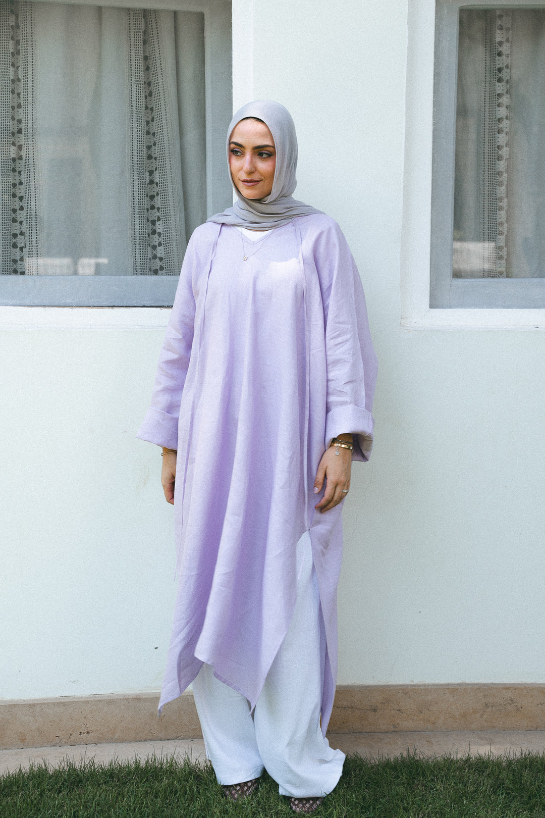 Oversized V-Neck Linen Tunic C0558