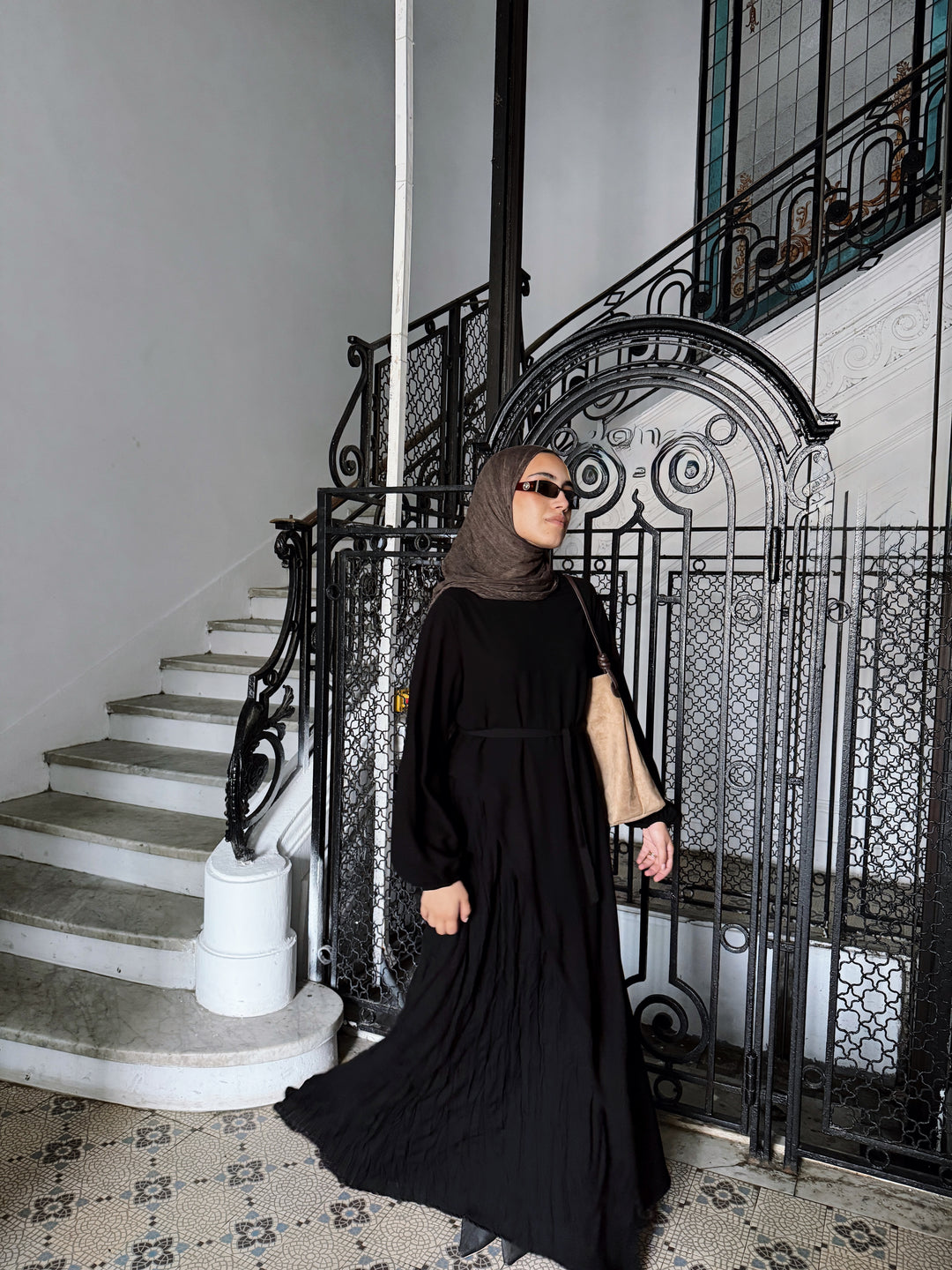 Asymmetrical Crushed Abaya C0443