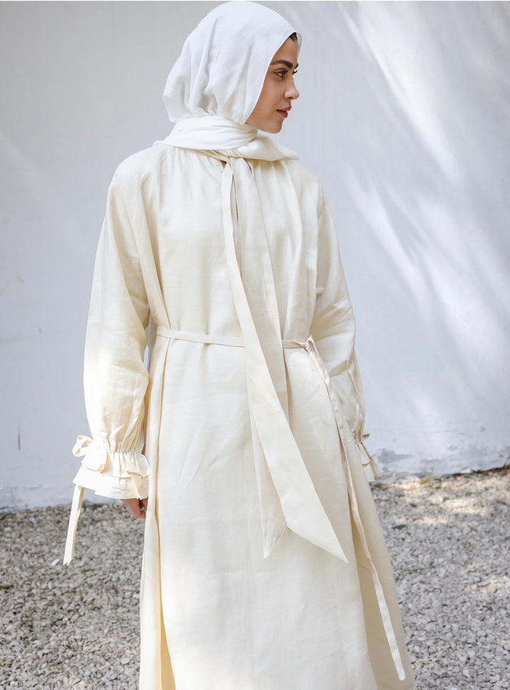 Belted Tie-Neck Dress C0504