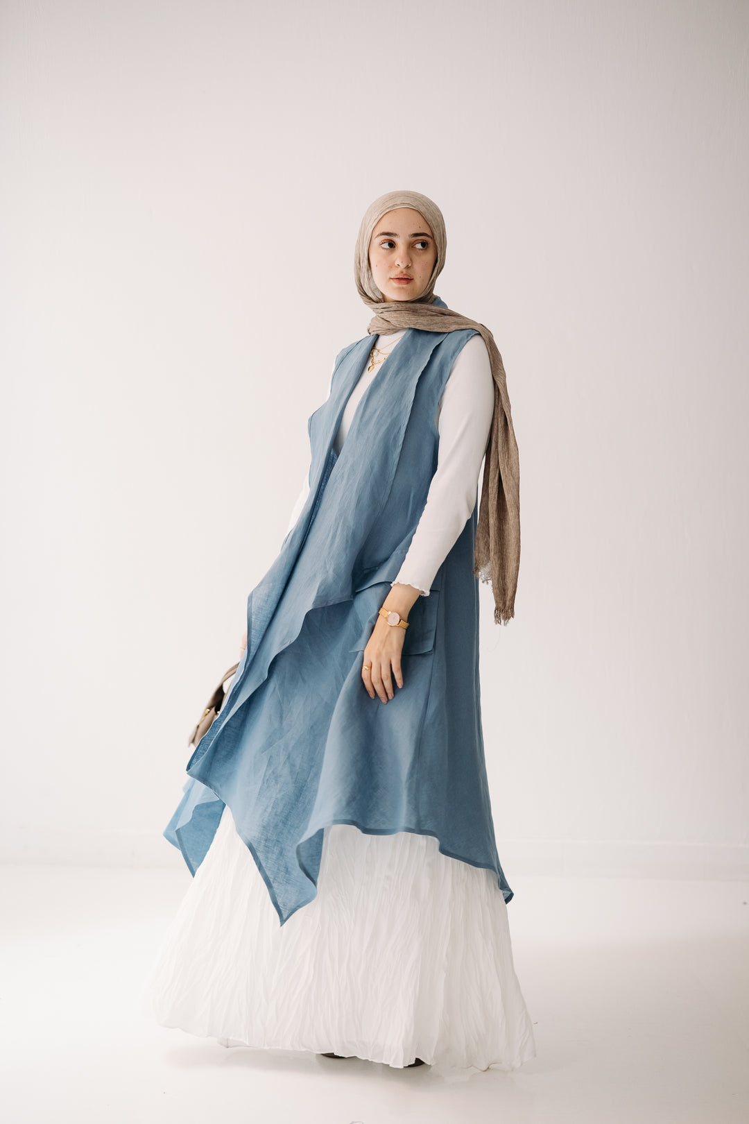 Drape Linen Vest C0427