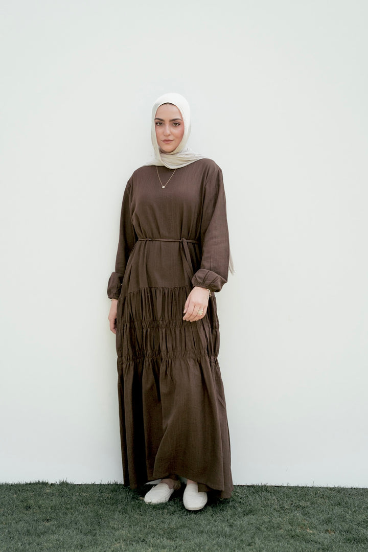 Textured Gathered Maxi Dress C0545