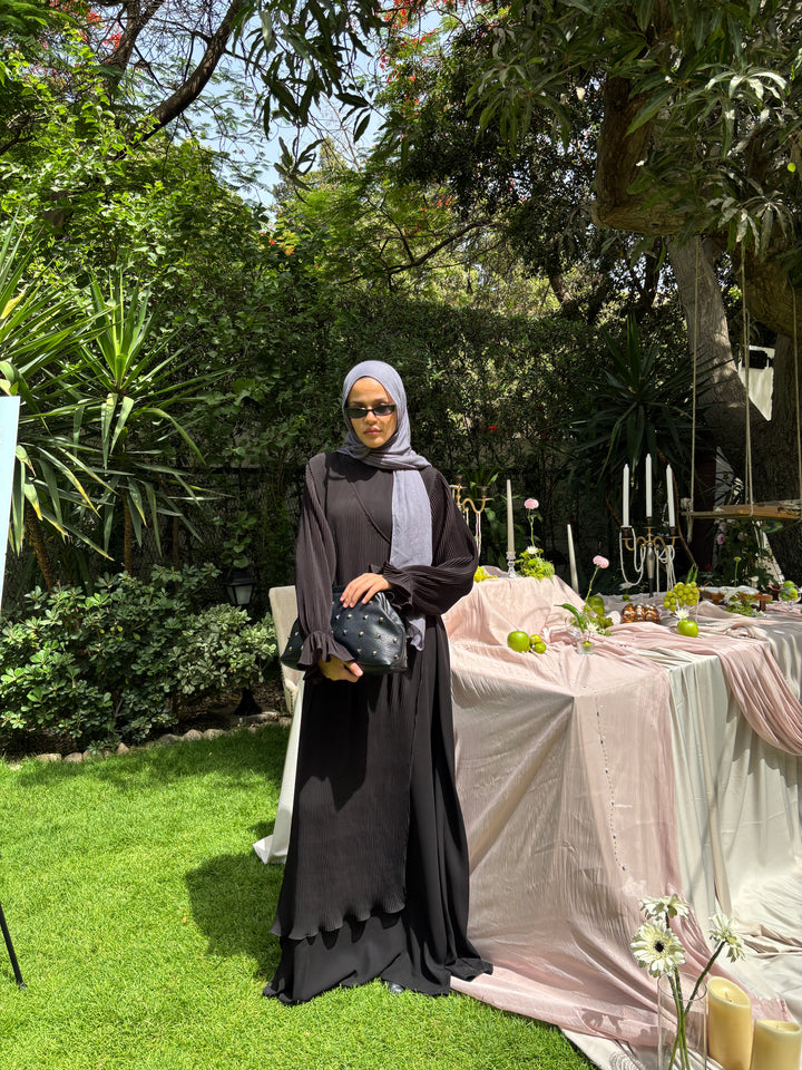 Pleated Wrap Cardigan Abaya C0402