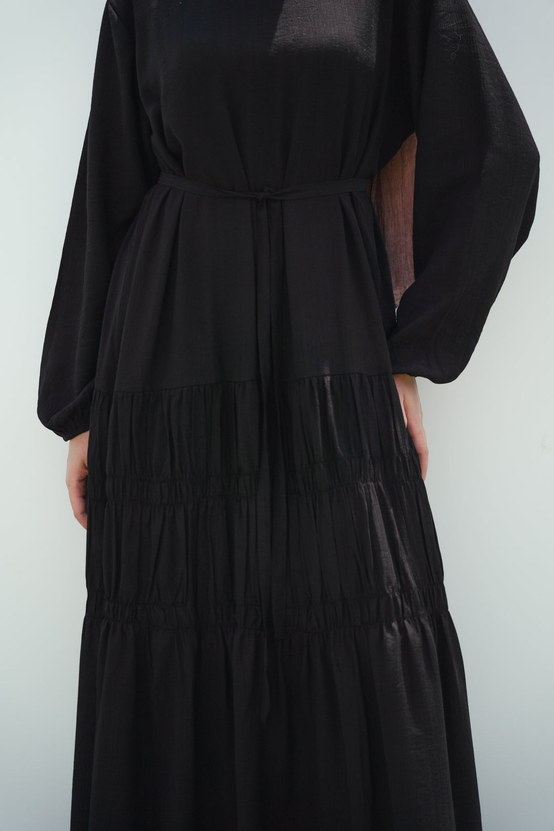 Textured Gathered Maxi Dress C0545