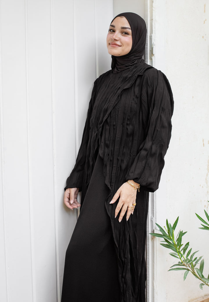 Crushed Overlay Abaya