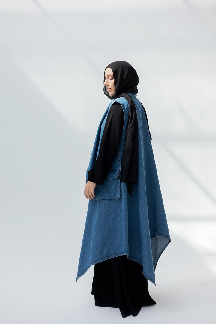 Denim Asymmetrical Vest C0435