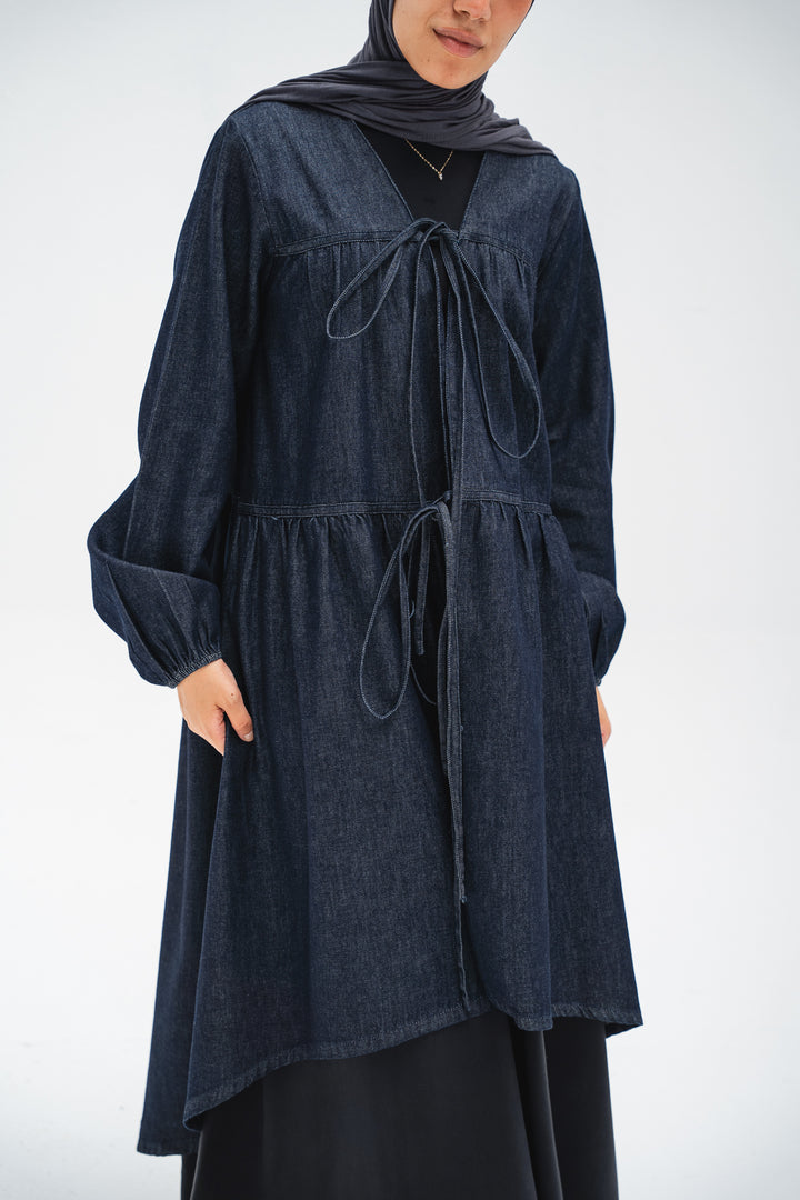 Denim Tie Front Cardigan ( PRE ORDER)