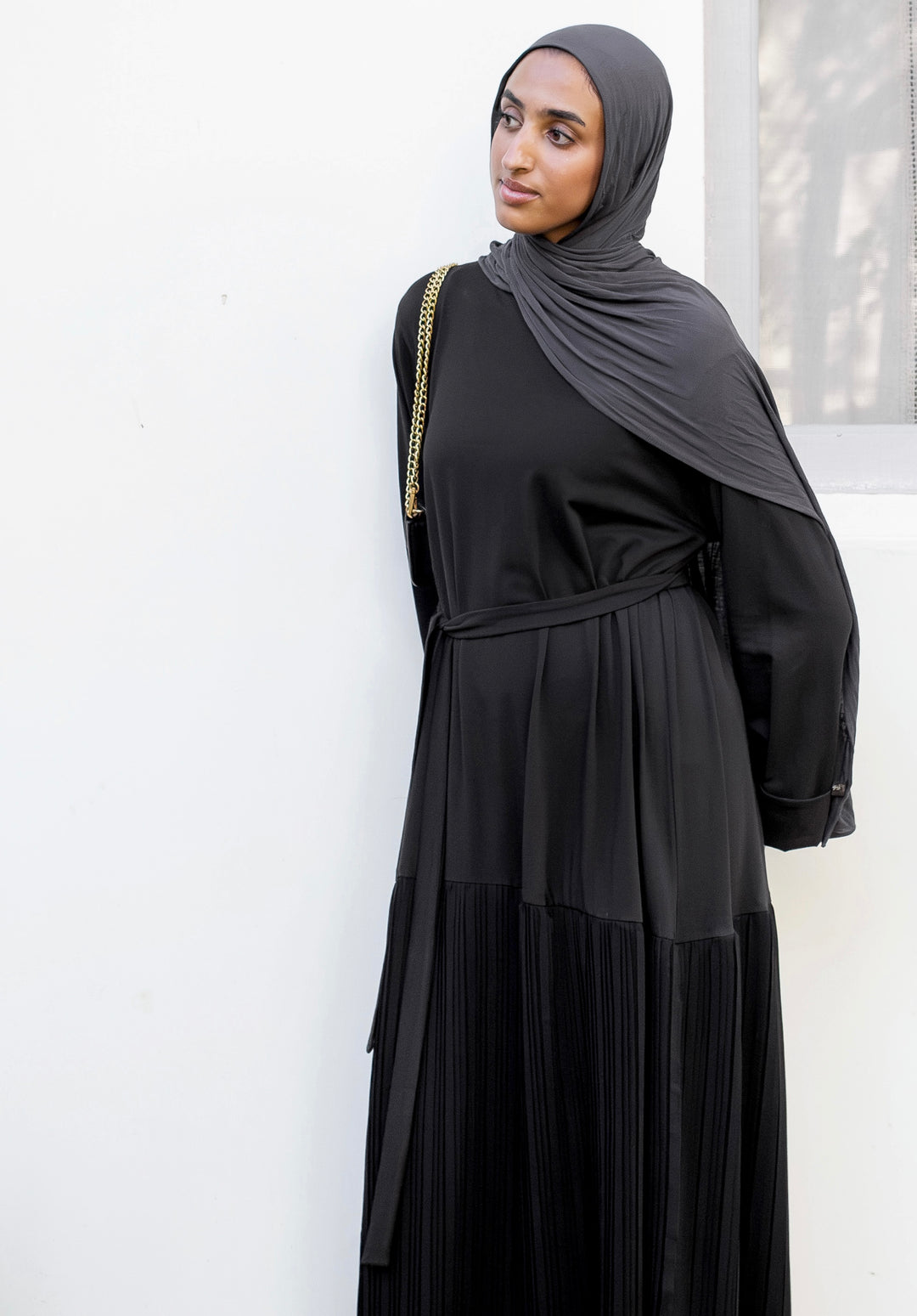Cotton Pleated Abaya c0571