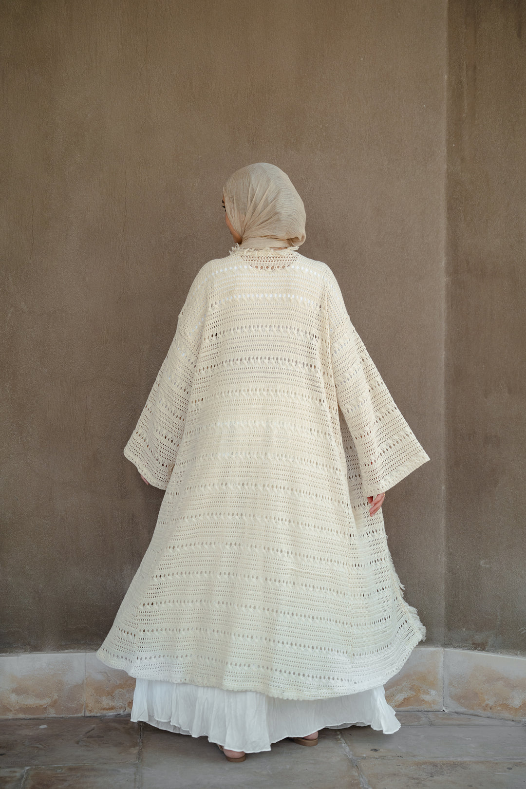 Soft Crochet Longline Kimono C0546