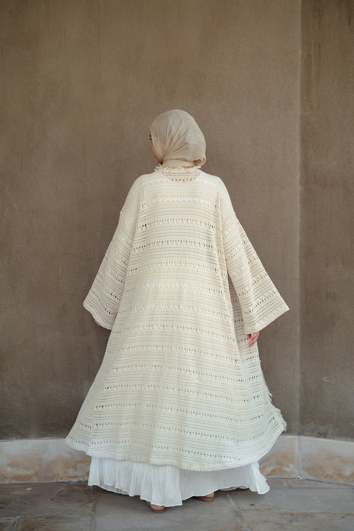 Soft Crochet Longline Kimono C0546