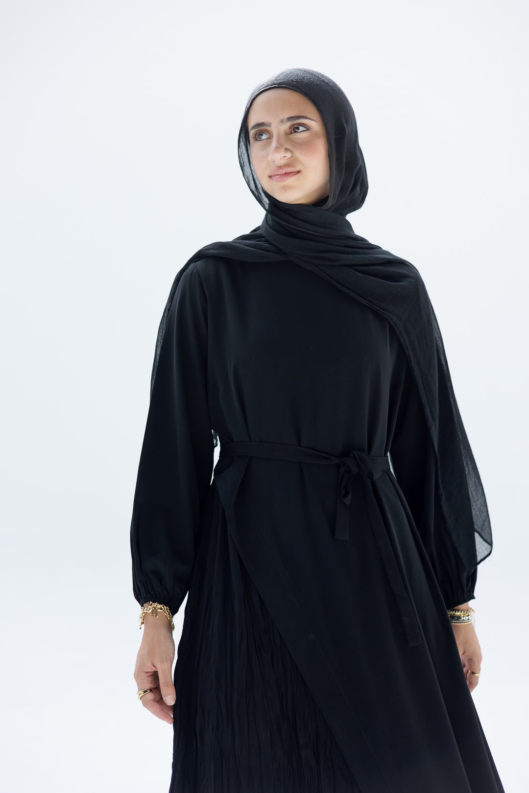 Asymmetrical Crushed Abaya C0443