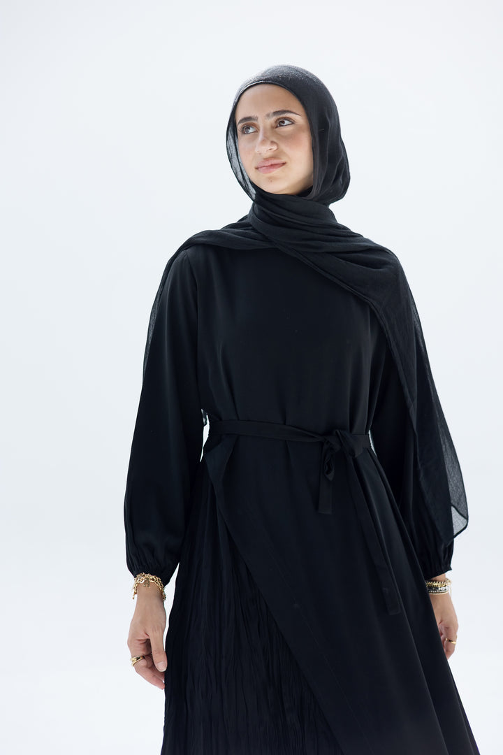 Asymmetrical Crushed Abaya C0443