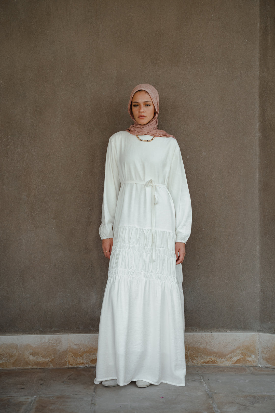 Textured Gathered Maxi Dress C0545