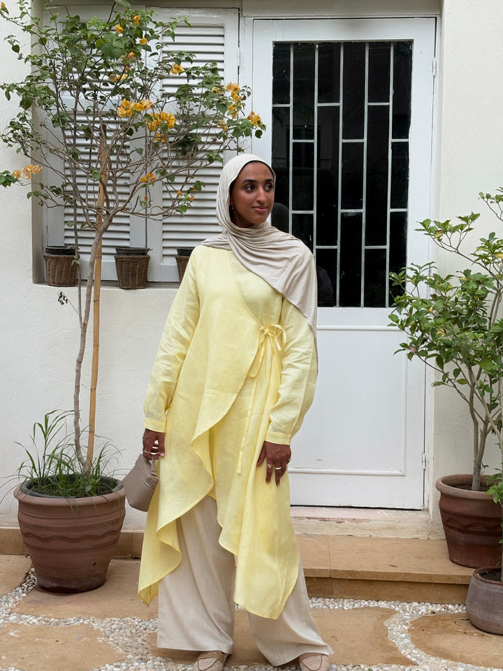 Draped Tie Linen Shirt