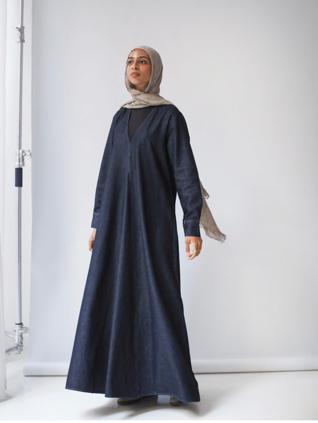 Denim Flow Maxi Dress C0463