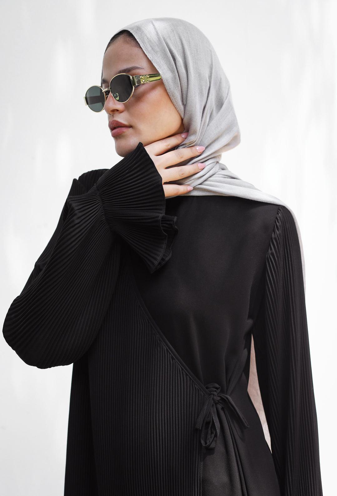 Pleated Wrap Cardigan Abaya C0402
