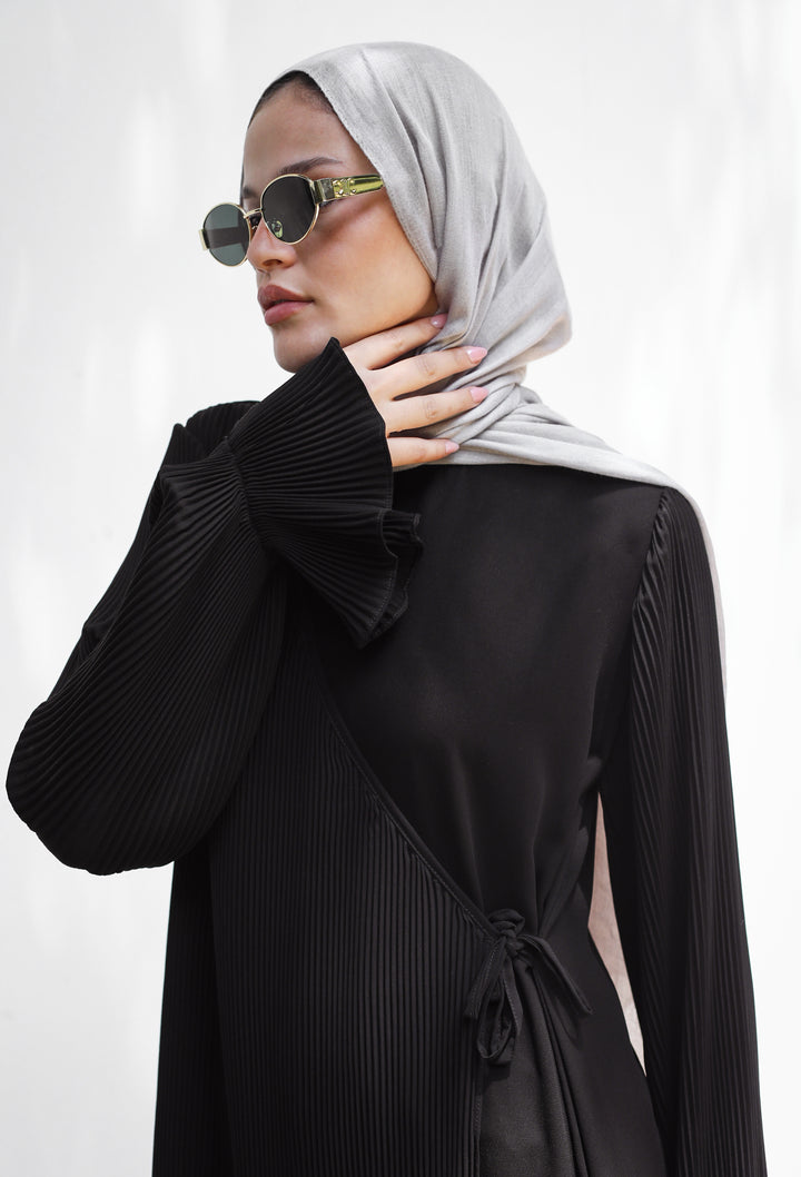 Pleated Wrap Cardigan Abaya C0402