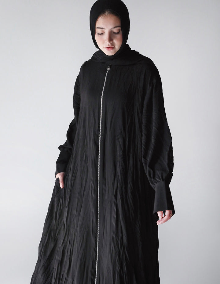 Crushed Zipped Abaya C0505