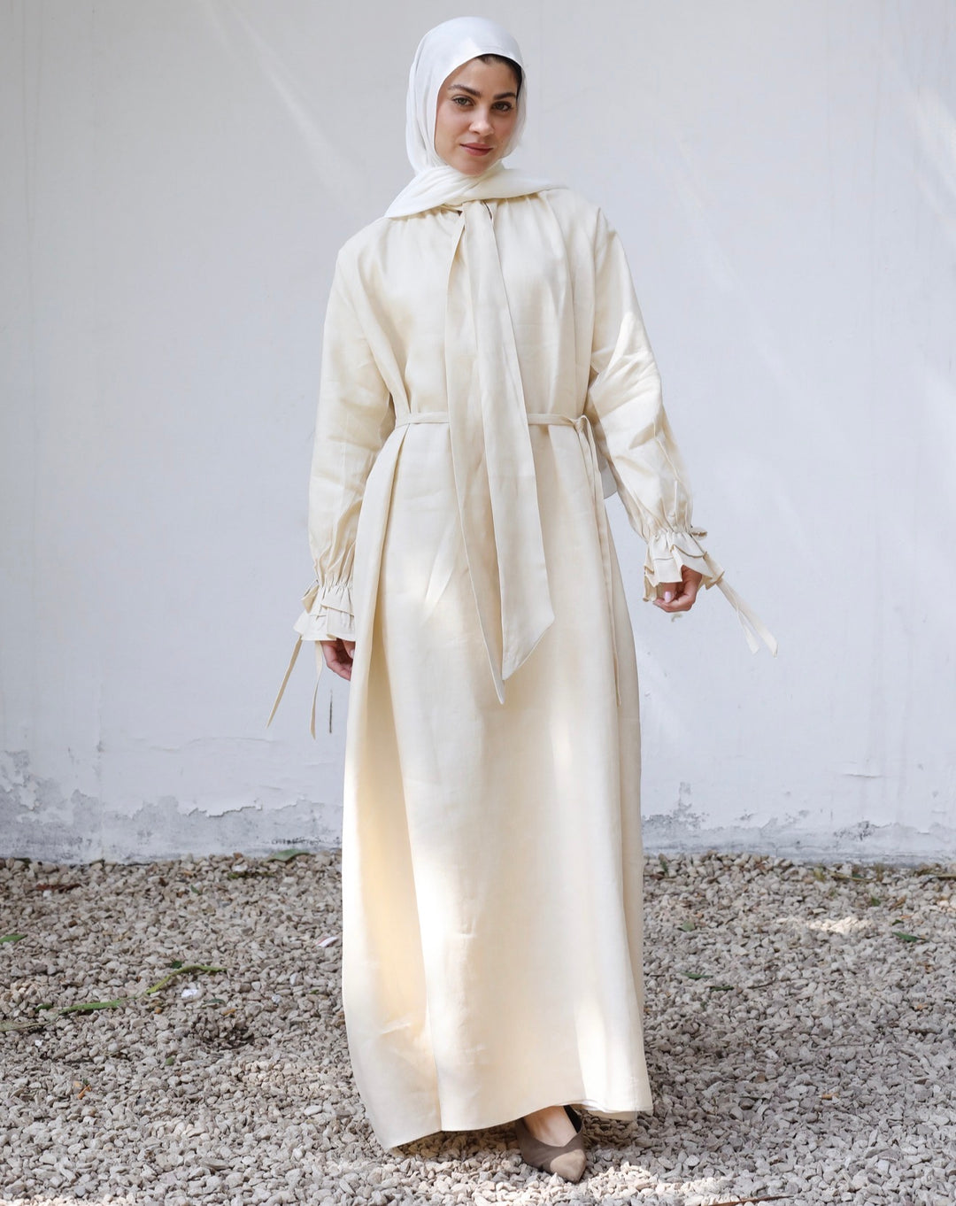 Belted Tie-Neck Dress C0504