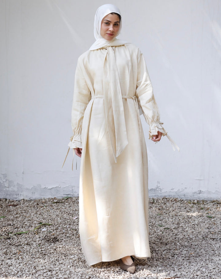 Belted Tie-Neck Dress C0504