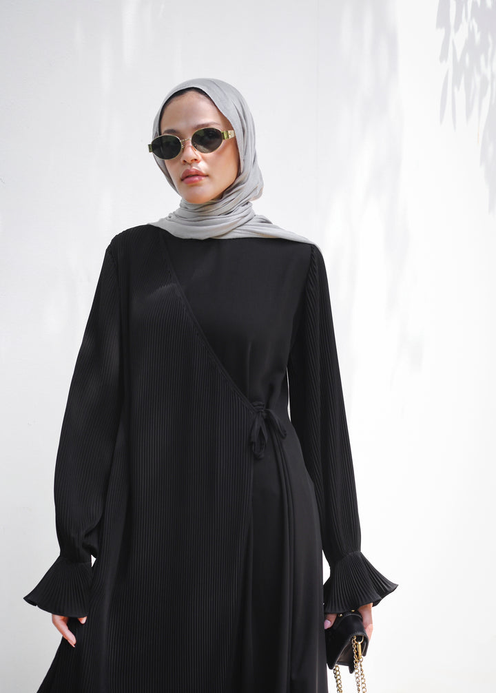 Pleated Wrap Cardigan Abaya C0402