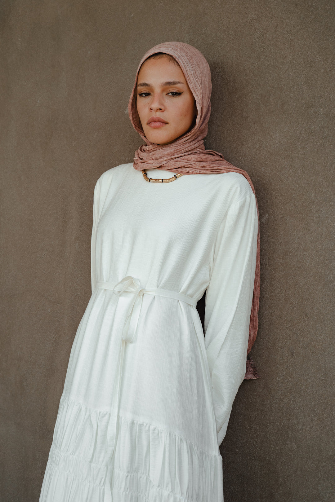 Textured Gathered Maxi Dress C0545