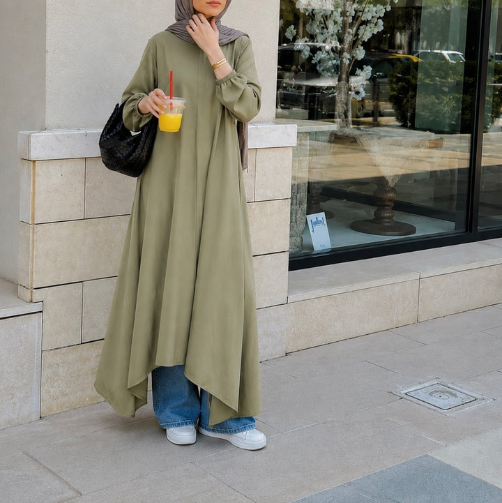 Asymmetric Seam Cotton Tunic C0547