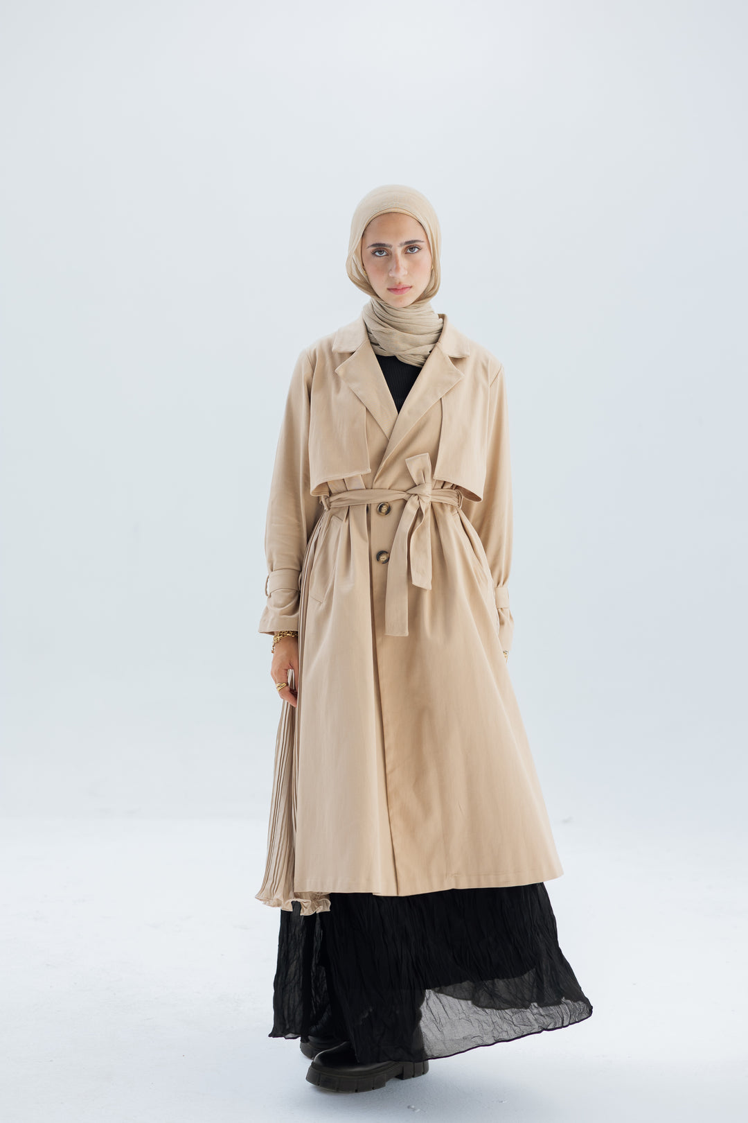 Pleated Trench Coat C0445