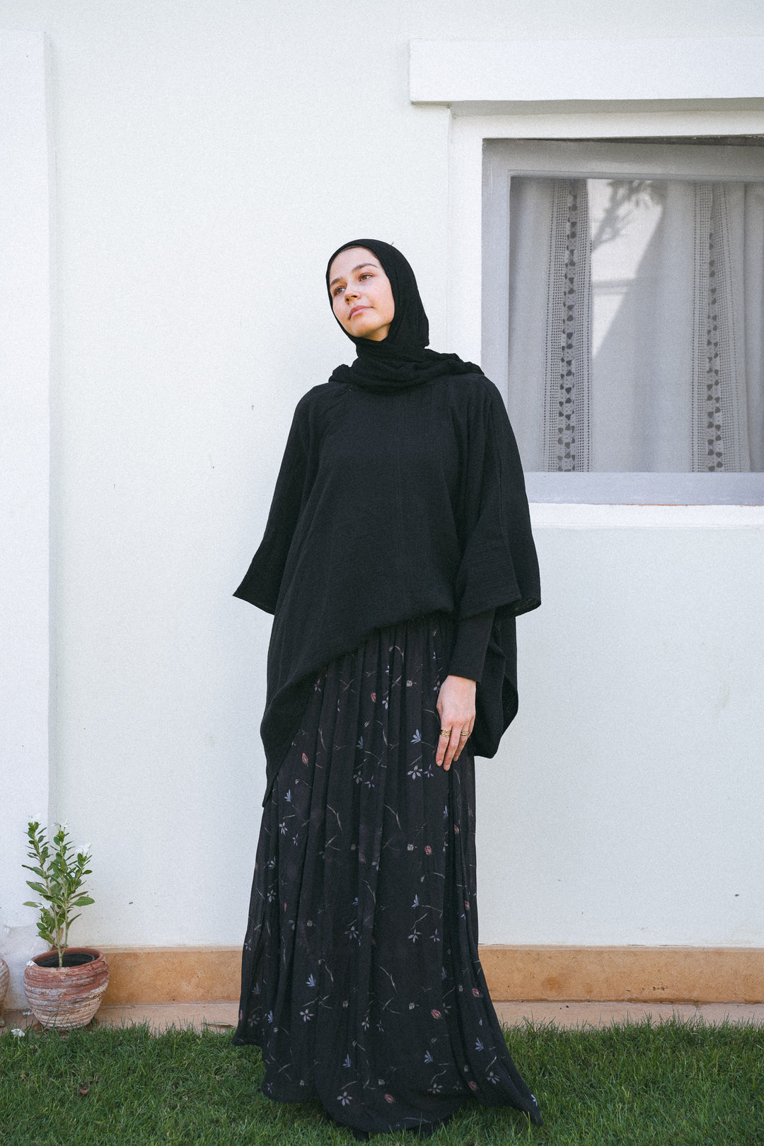 Crushed noire skirt c0567