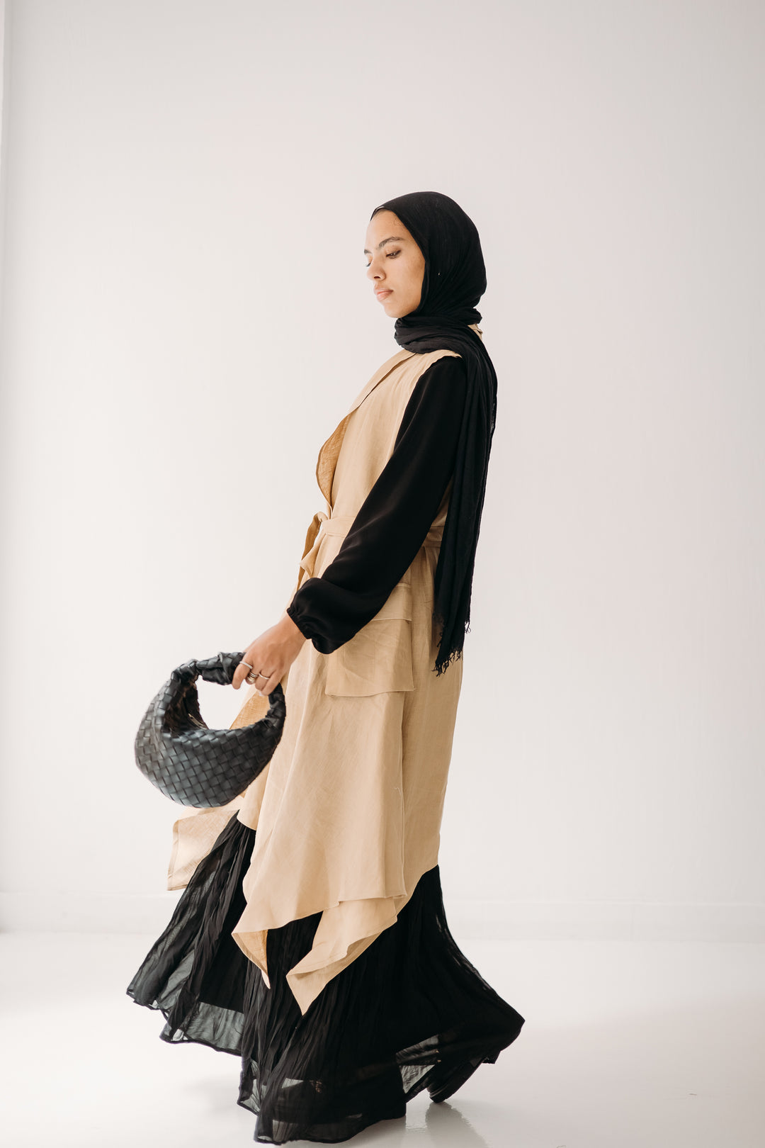 Drape Linen Vest C0427