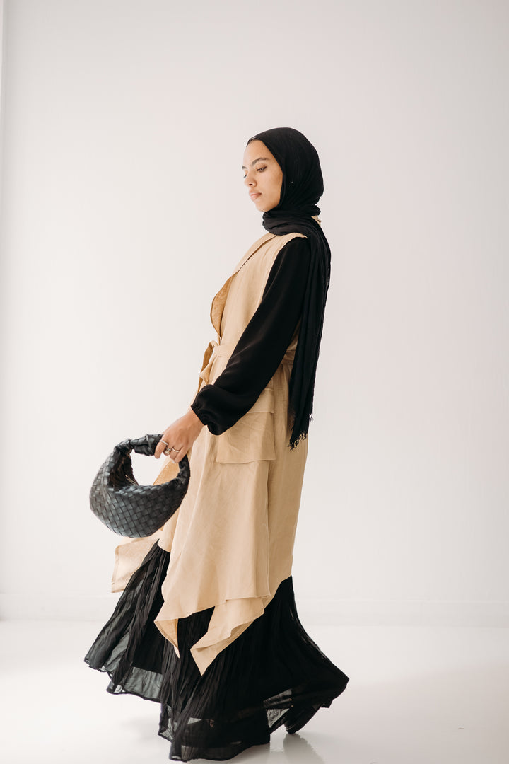 Drape Linen Vest C0427