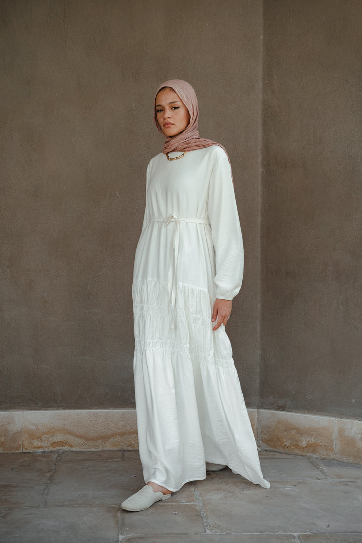 Textured Gathered Maxi Dress C0545