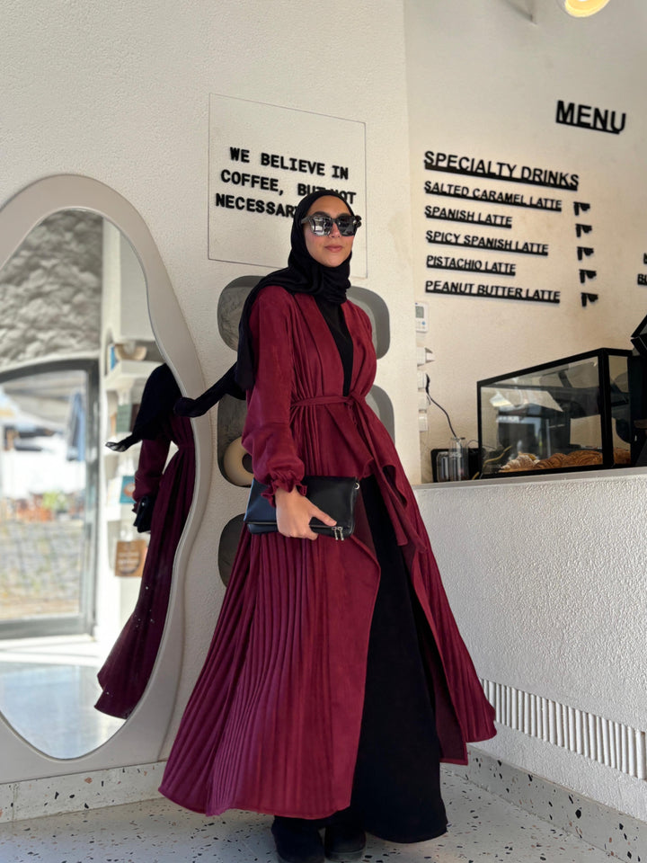 Plissé drapes coat C0326