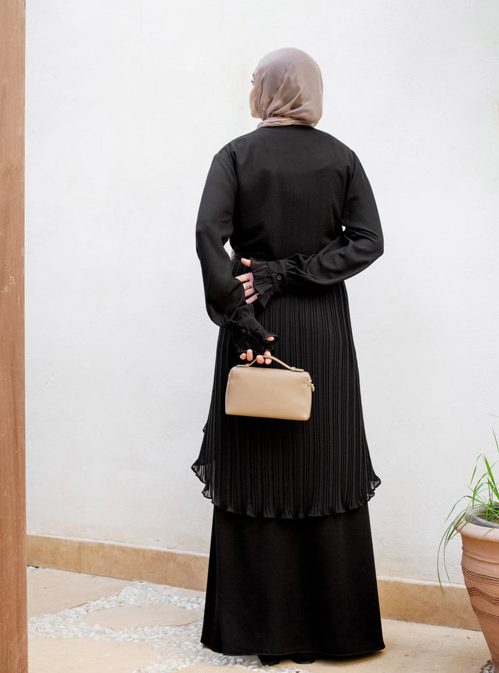 Peplum pleated abaya C0579