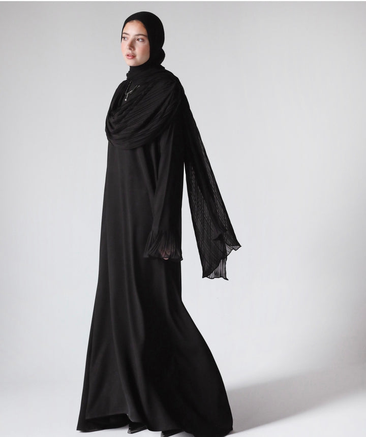 Pleated Scarf Abaya C0500
