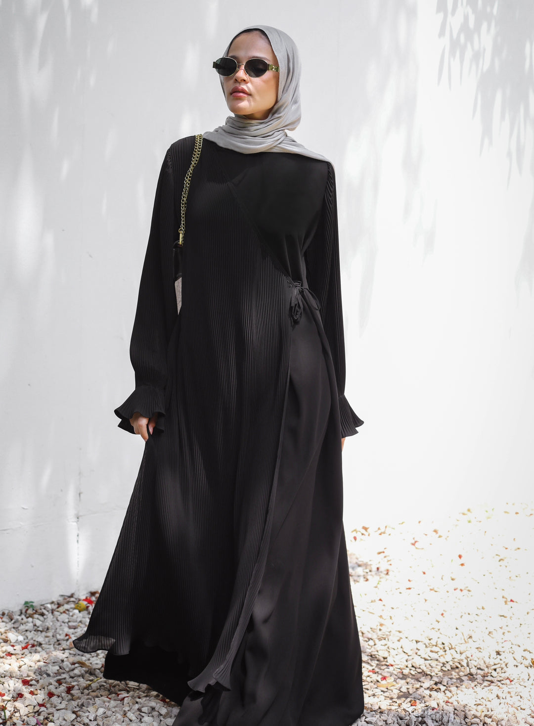 Pleated Wrap Cardigan Abaya C0402