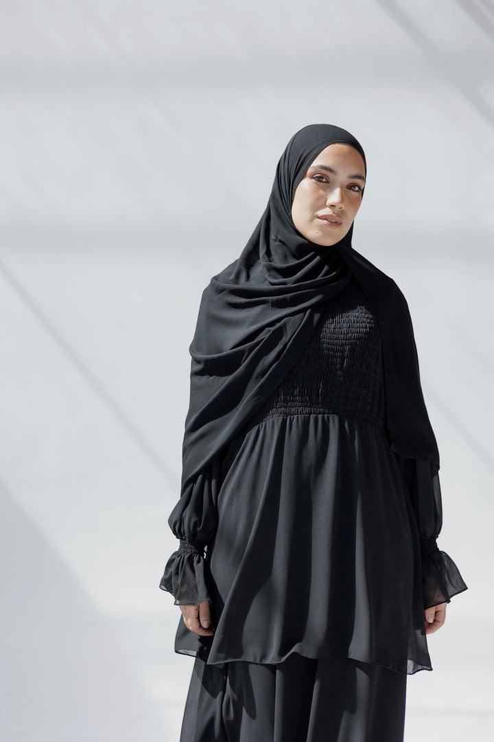 Gathered Flowy Abaya C0450