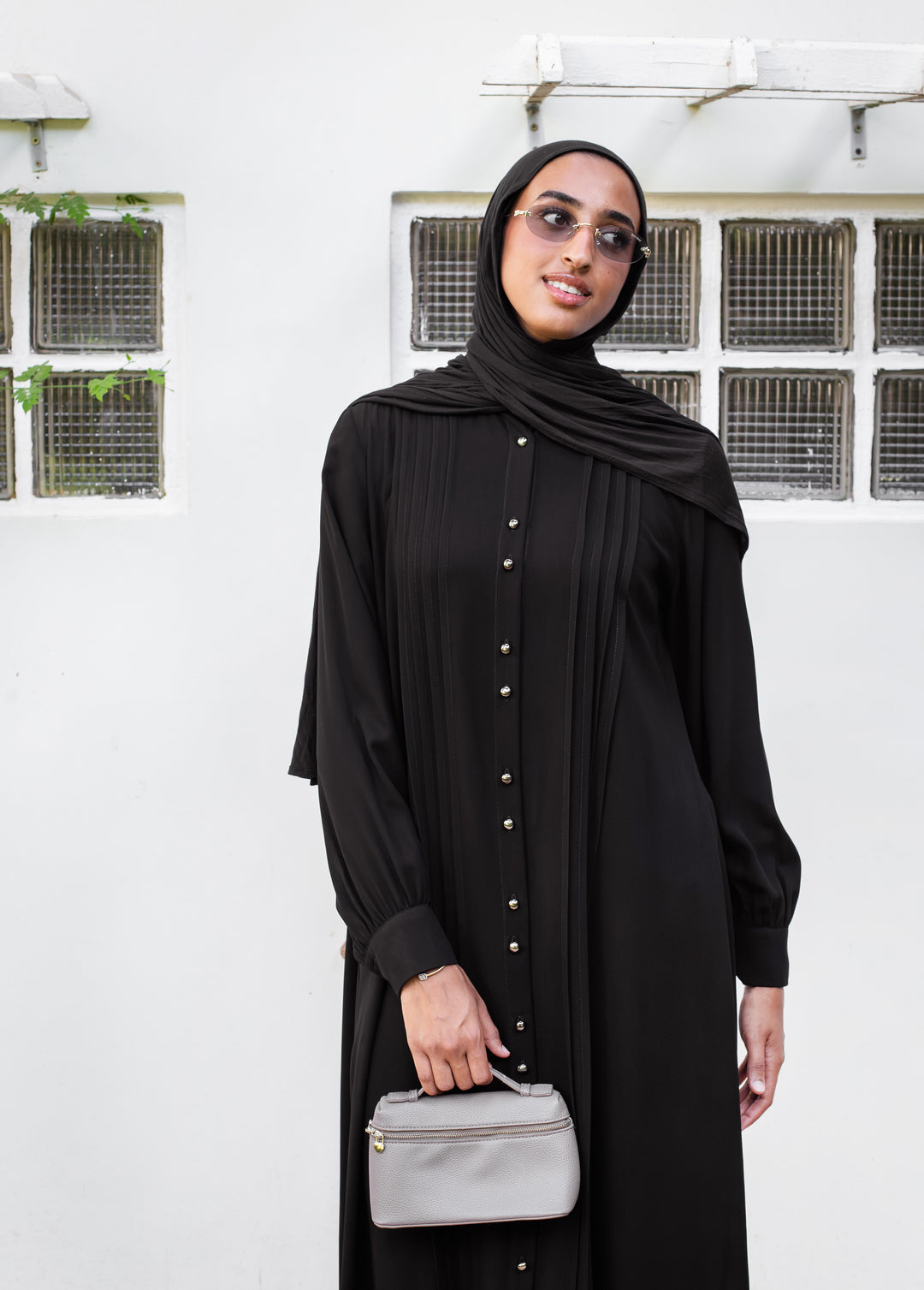 Pleated Shirt Abaya C0551