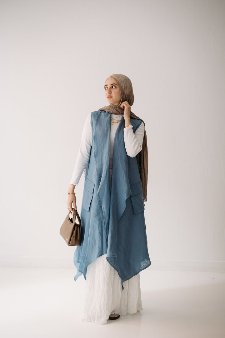 Drape Linen Vest C0427