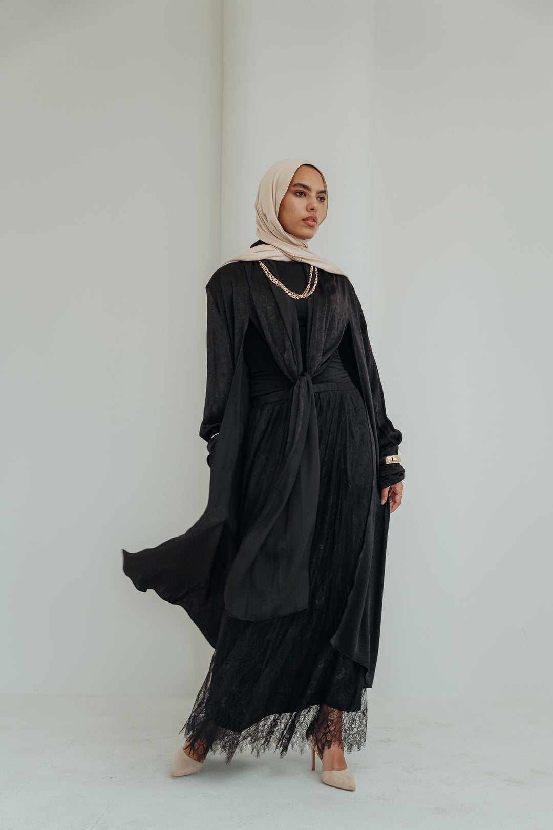 Knot Satin Kimono C0422