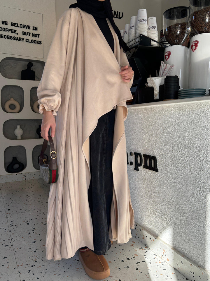 Plissé drapes coat C0326