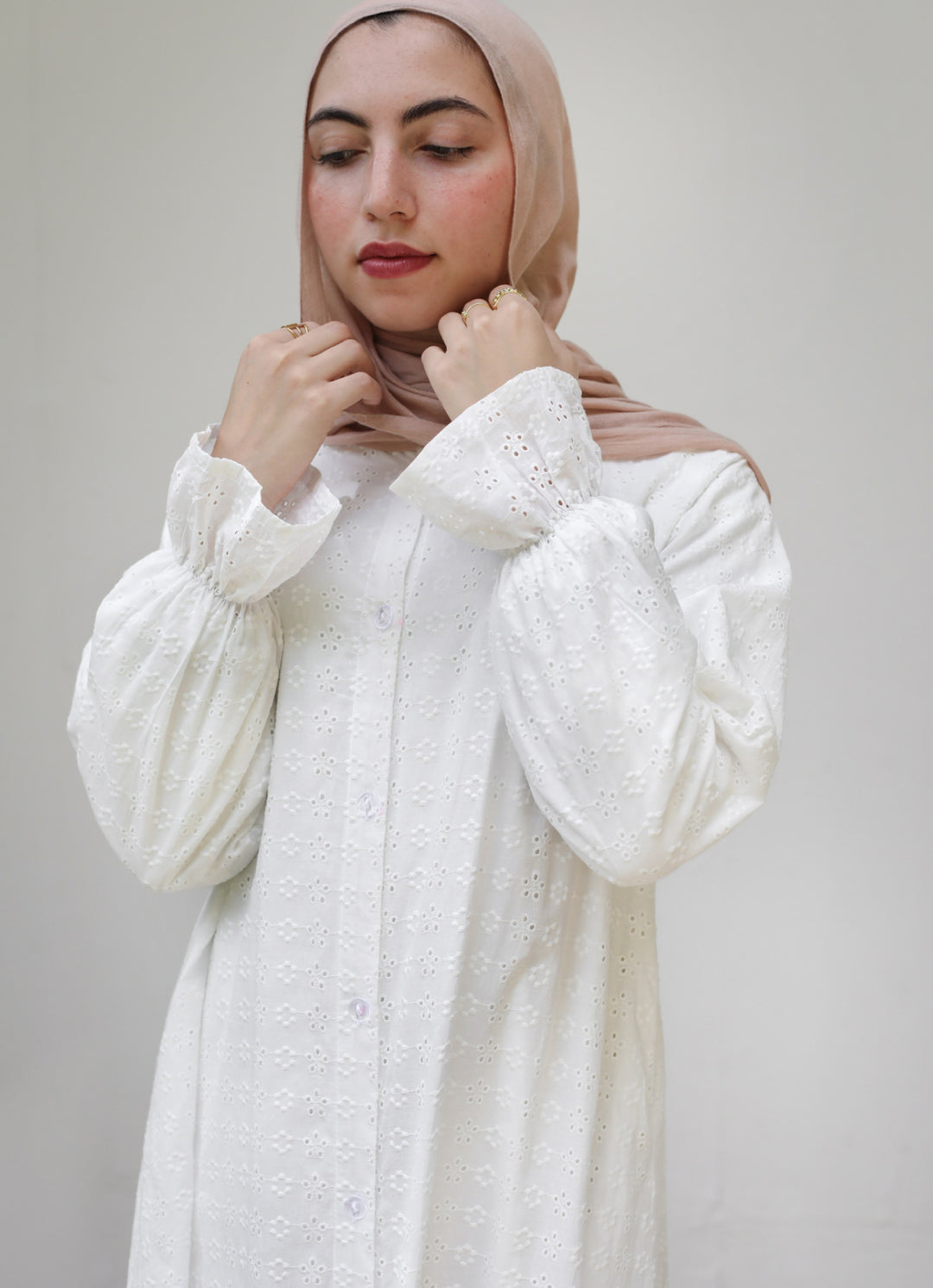 Embroidered Cotton Shirt Dress C0393