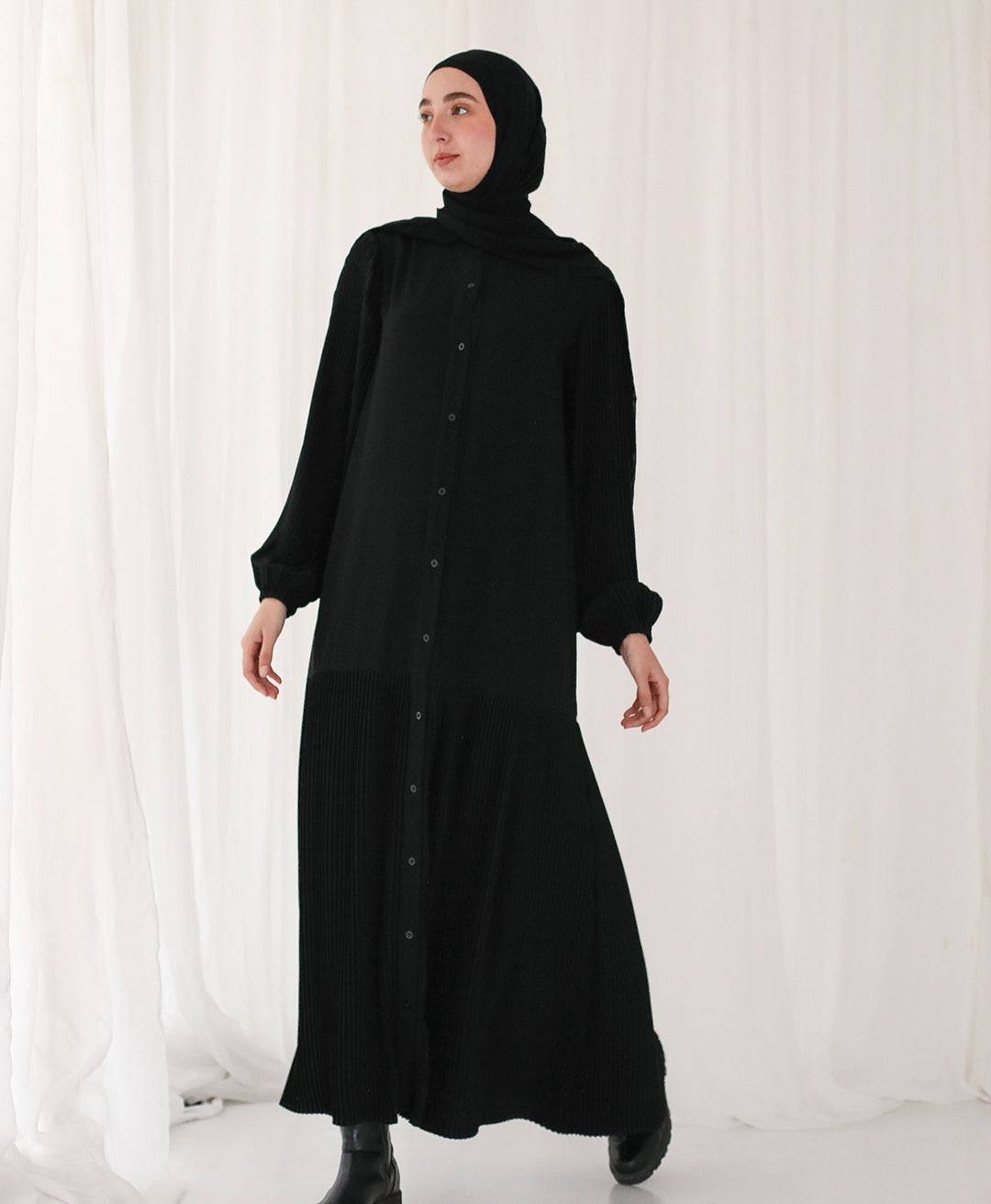 Pleated shirt abaya C0251