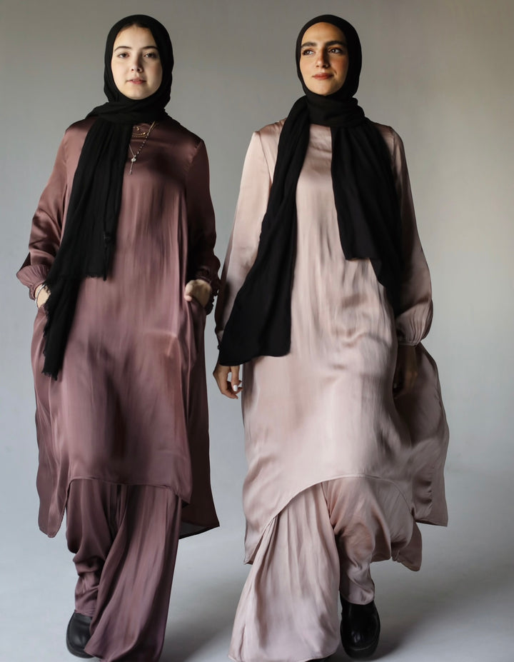Maxi flowy satin set C0180