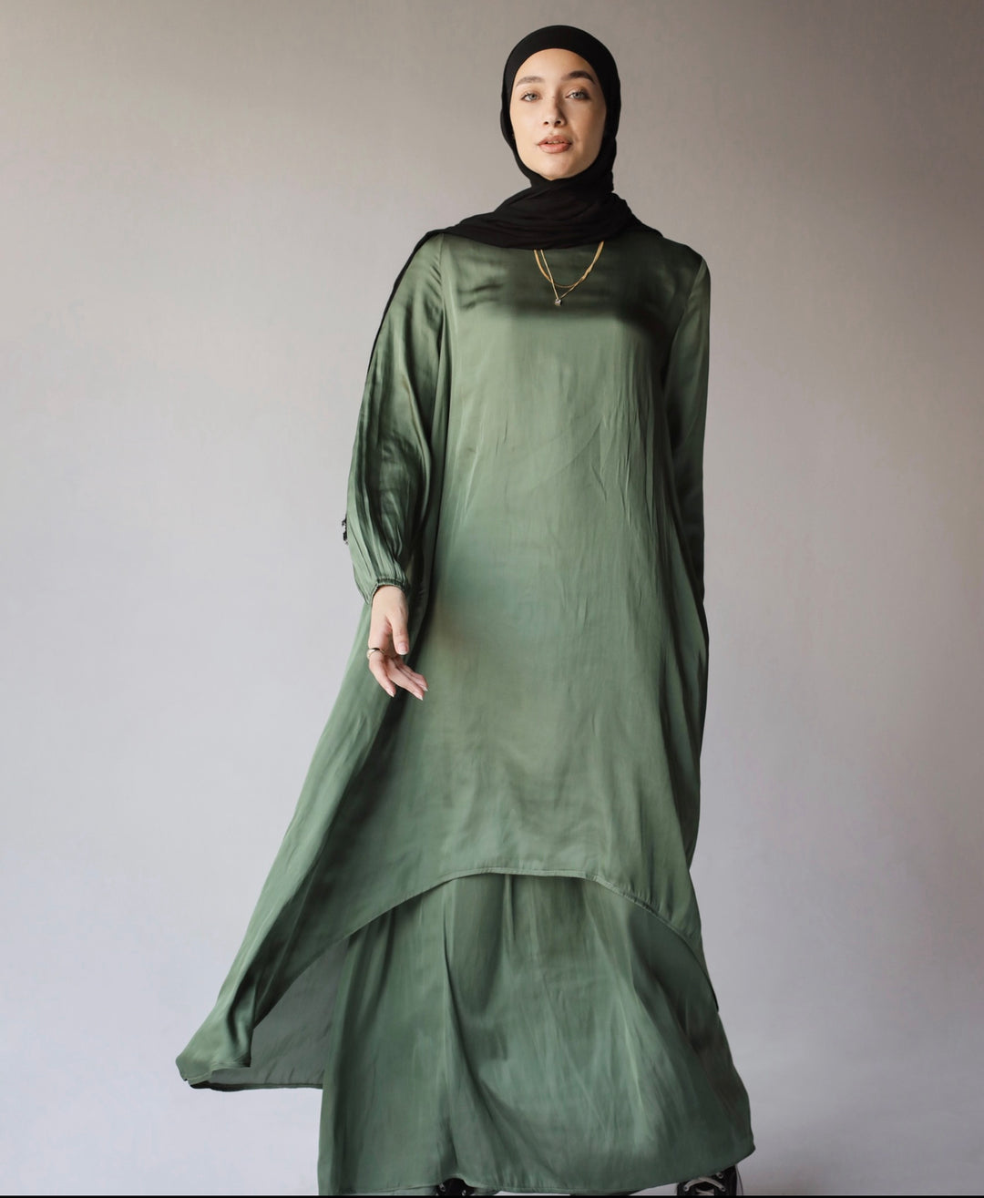 Maxi flowy satin set C0180